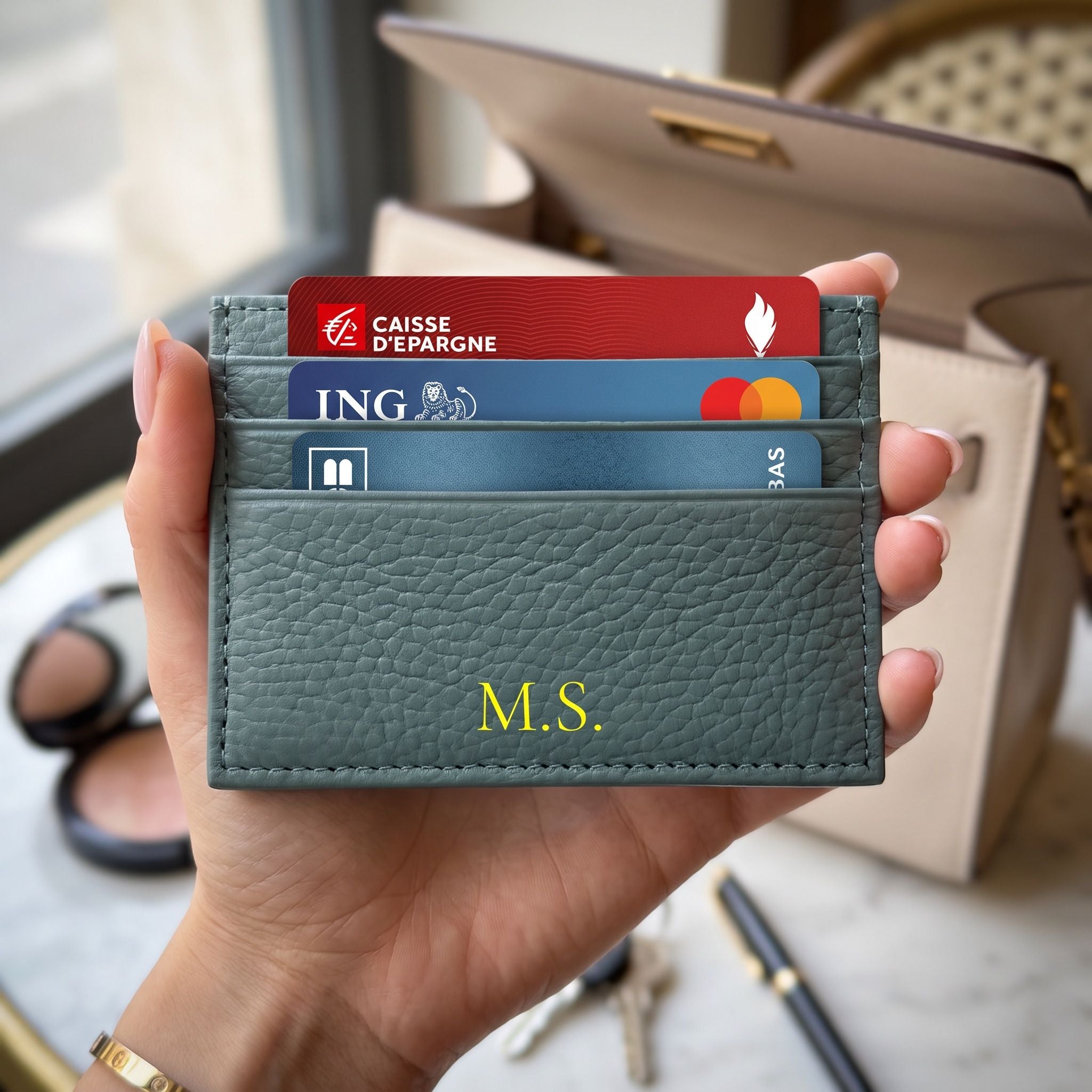 Porte-carte personnalisé avec initiales pour femme