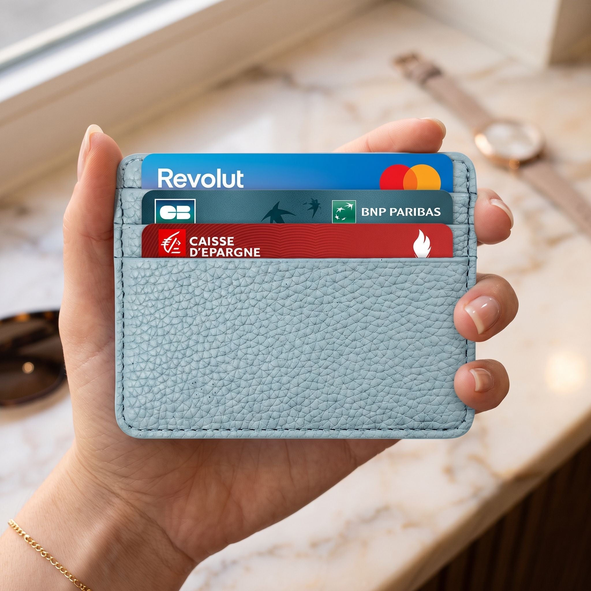 Porte-cartes simple en cuir pour femme
