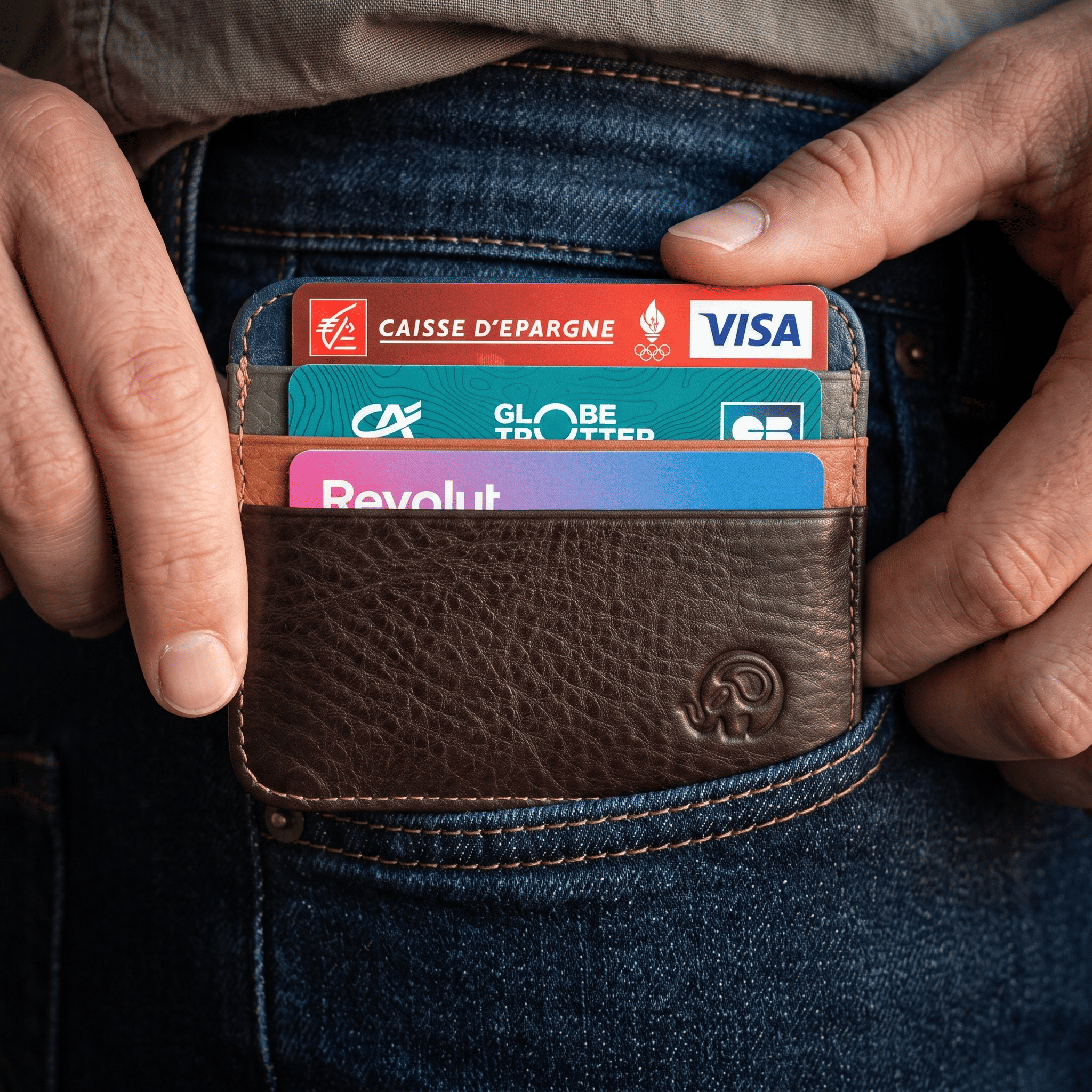 Porte-cartes minimaliste en cuir multicolore