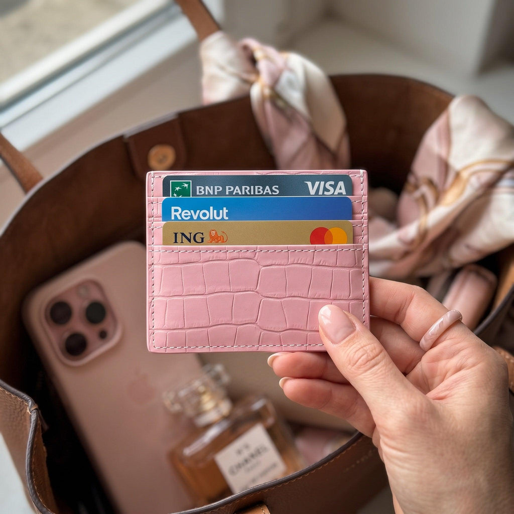 Porte-cartes style croco pour femme
