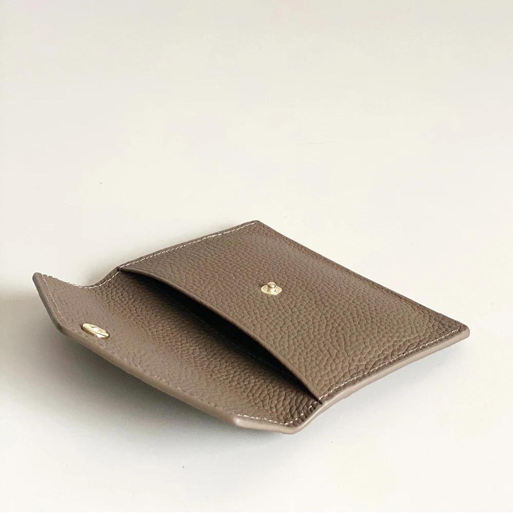 Porte-cartes en cuir véritable pour femme