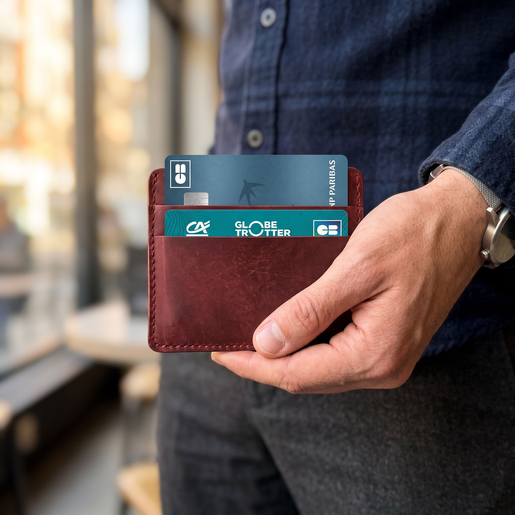 Mini porte-cartes en cuir pour homme