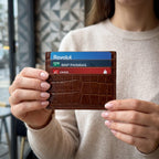 Porte-cartes en cuir motif croco plat