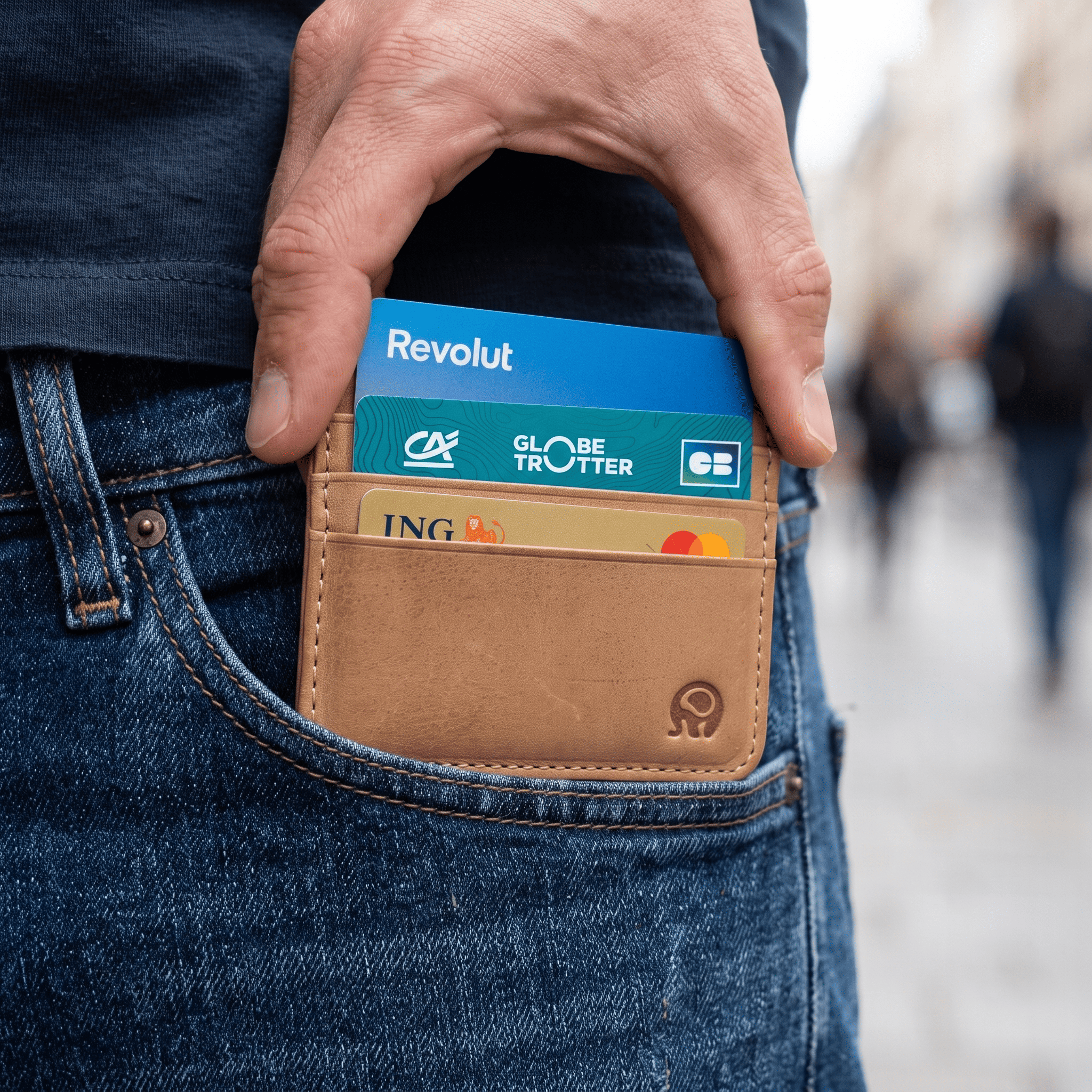Porte-cartes minimaliste en cuir patiné pour homme