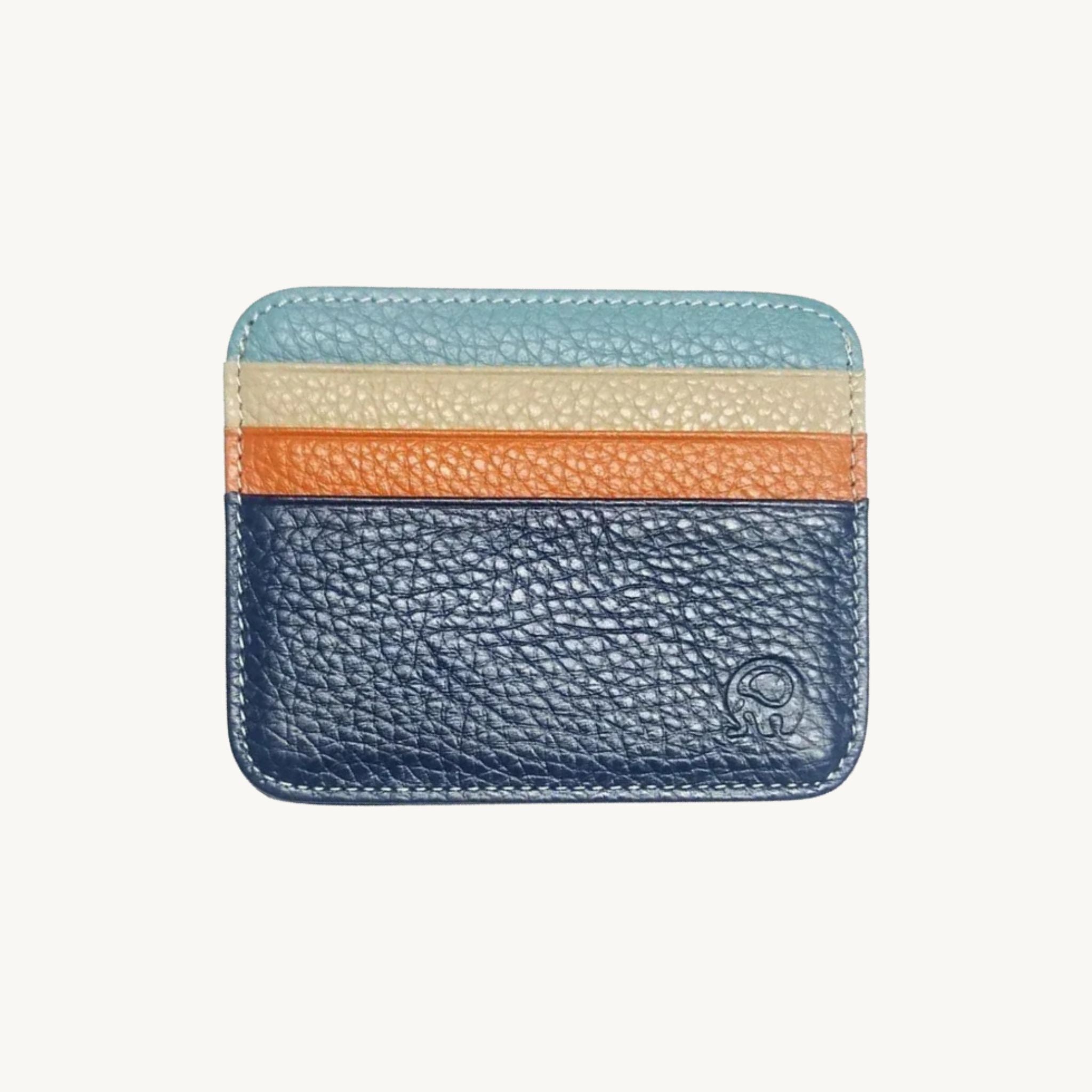 Porte-cartes minimaliste en cuir multicolore