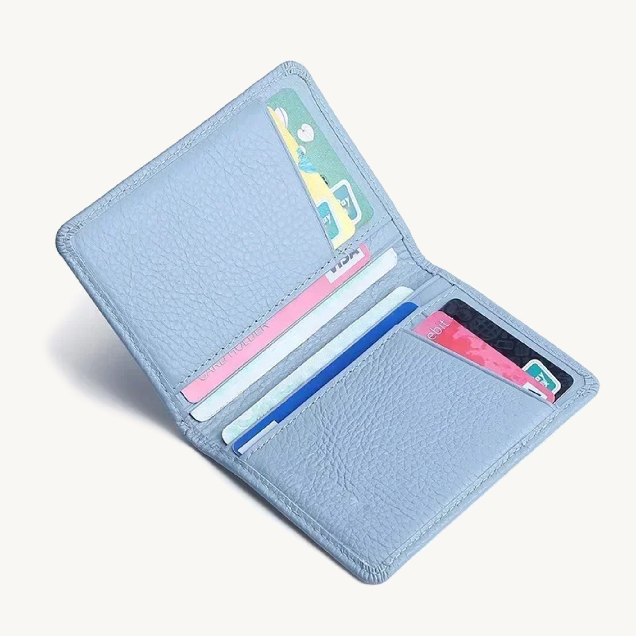 Porte-cartes en cuir double volet pour femme