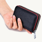 Porte-cartes en cuir zippé accordéon 10 cartes