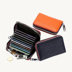 Porte-cartes en cuir zippé accordéon 10 cartes