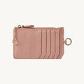 Porte-cartes en cuir zippé avec porte-clés