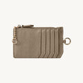 Porte-cartes en cuir zippé avec porte-clés