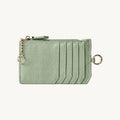Porte-cartes en cuir zippé avec porte-clés
