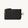 Porte-cartes en cuir zippé avec porte-clés