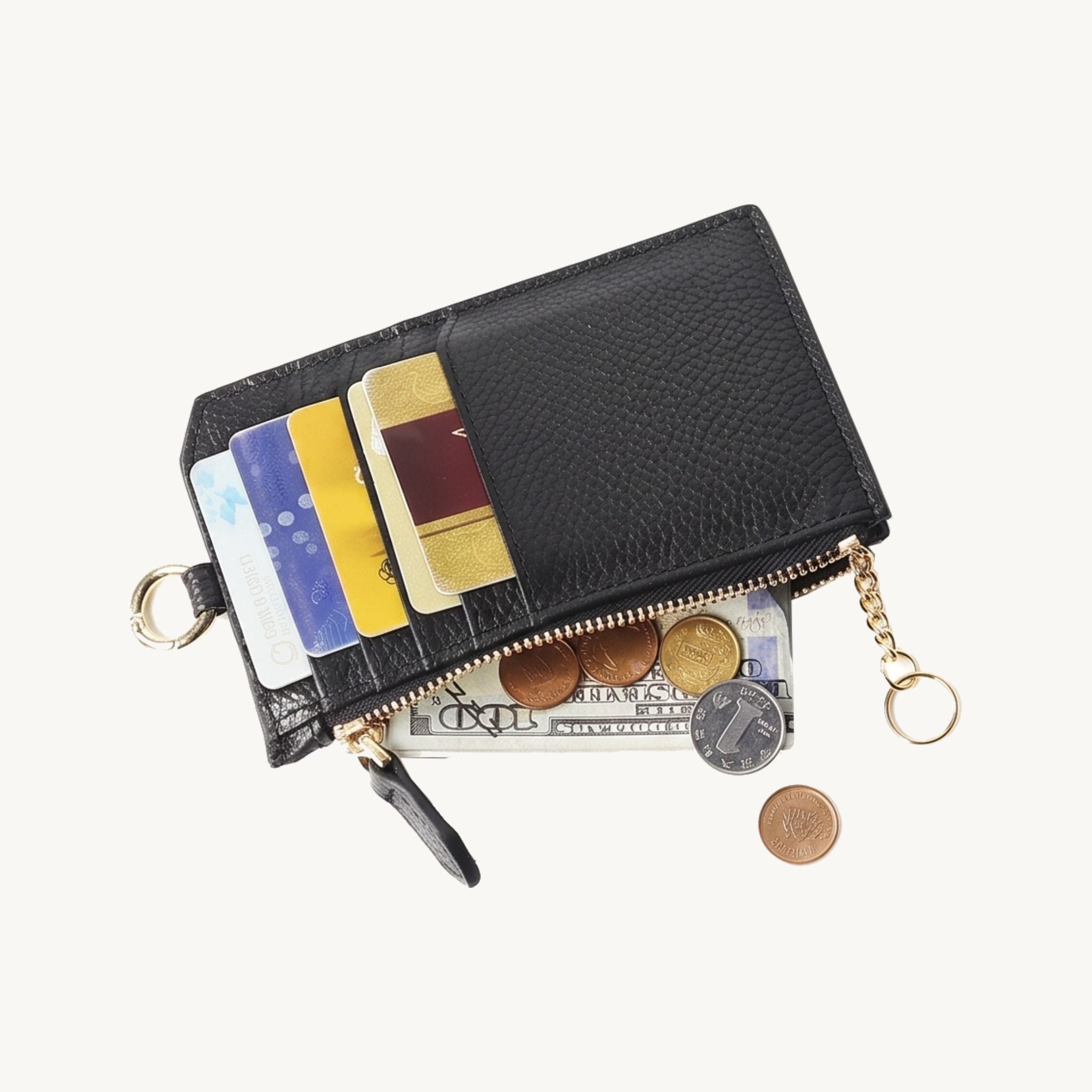Porte-carte en cuir zippé pour femme