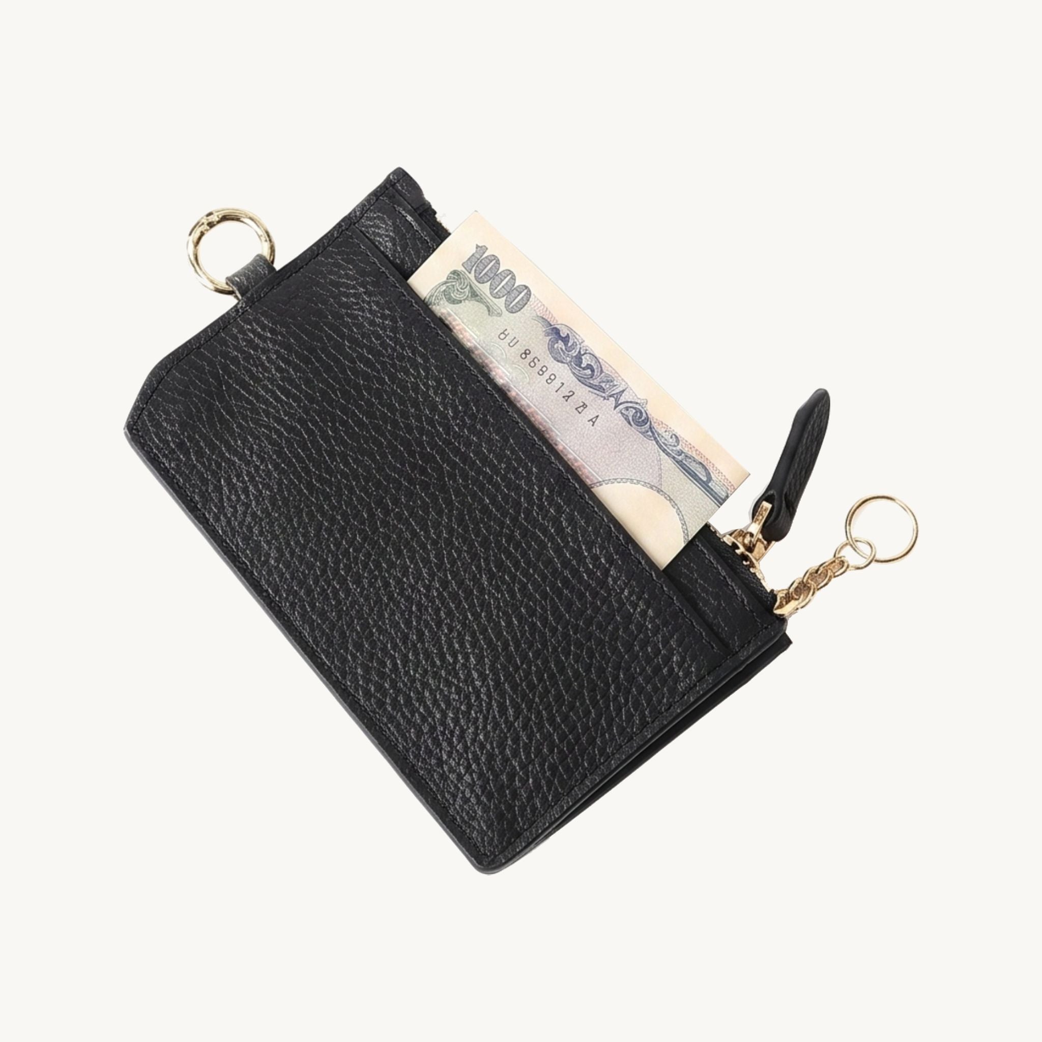 Porte-carte en cuir zippé pour femme