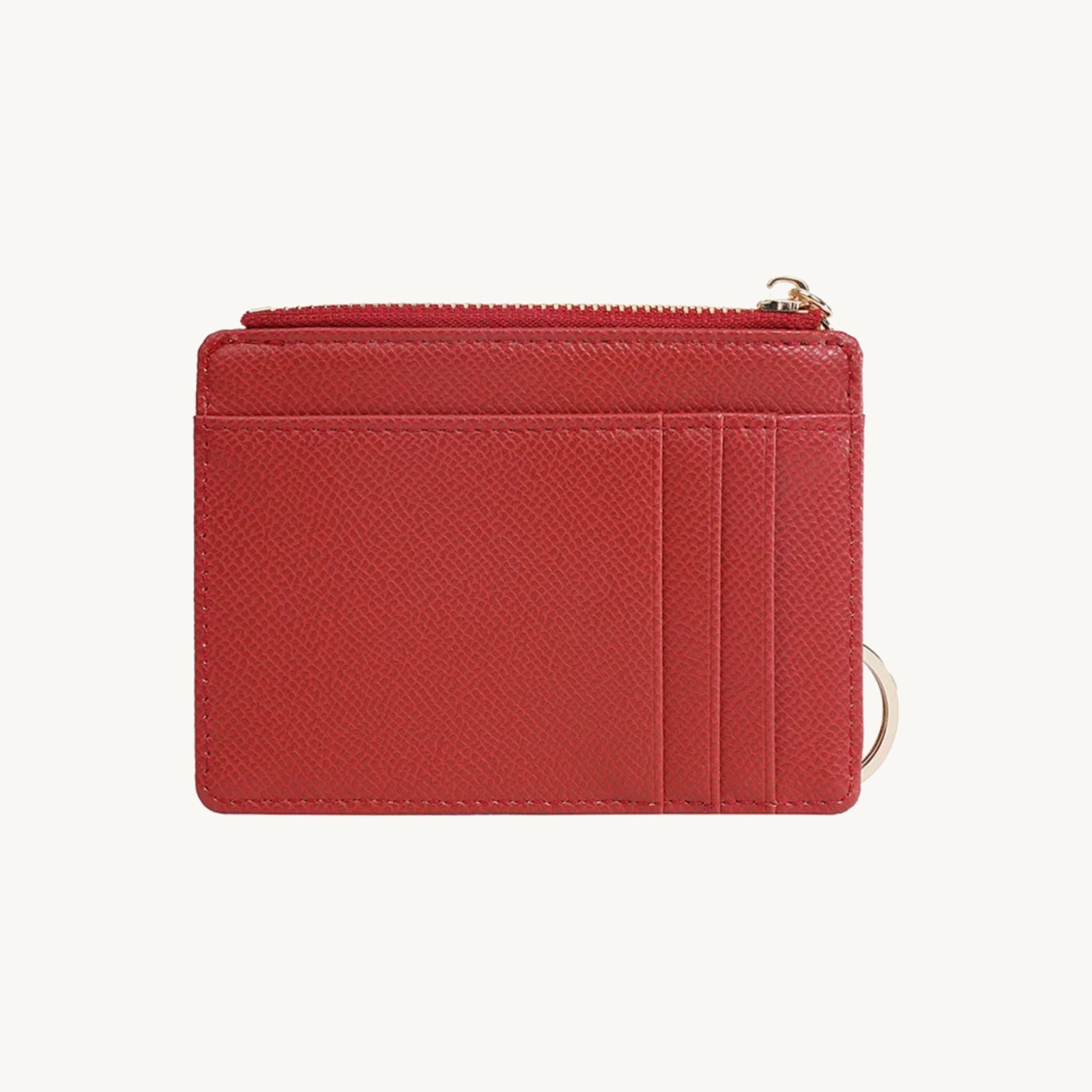 Porte-cartes porte-clé en cuir pour femme