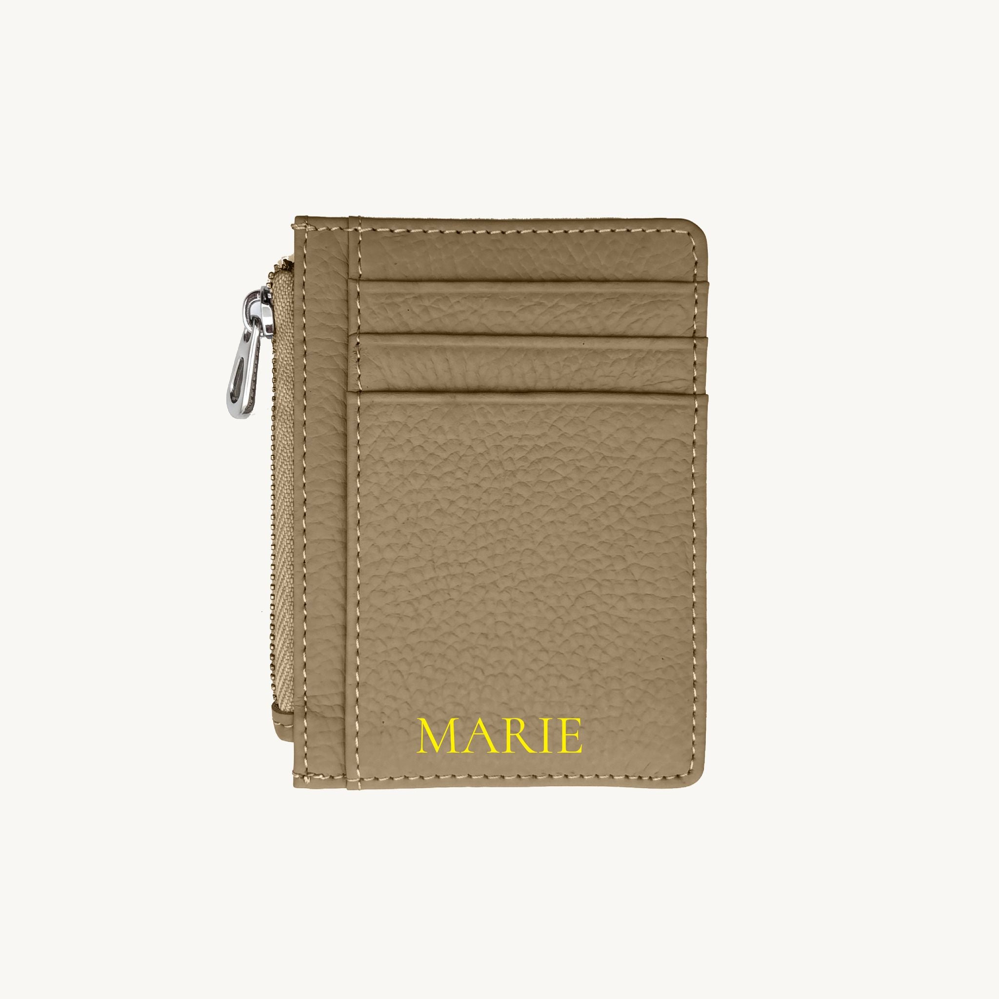 Porte-cartes zippé en cuir pour femme personnalisable