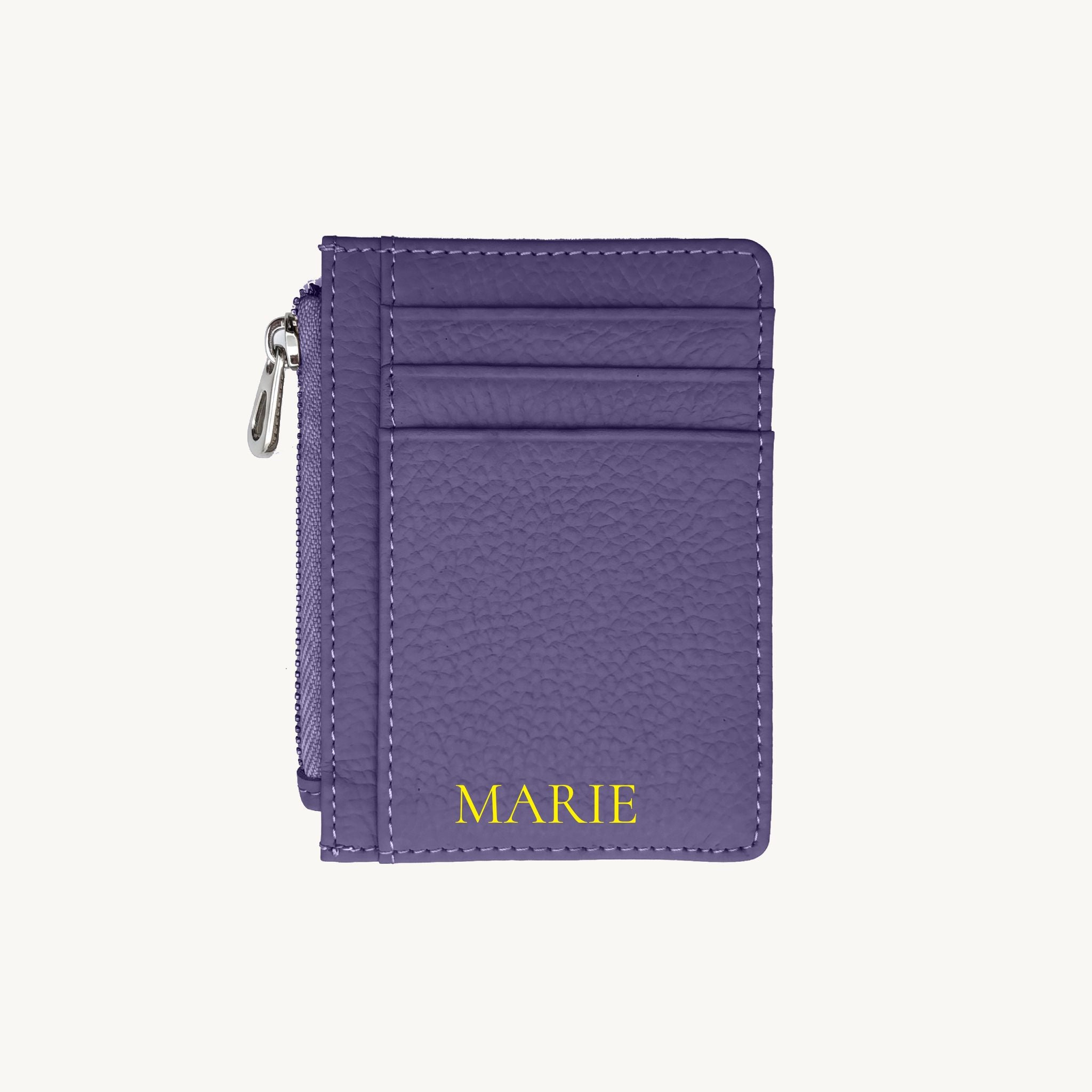 Porte-cartes zippé en cuir pour femme personnalisable