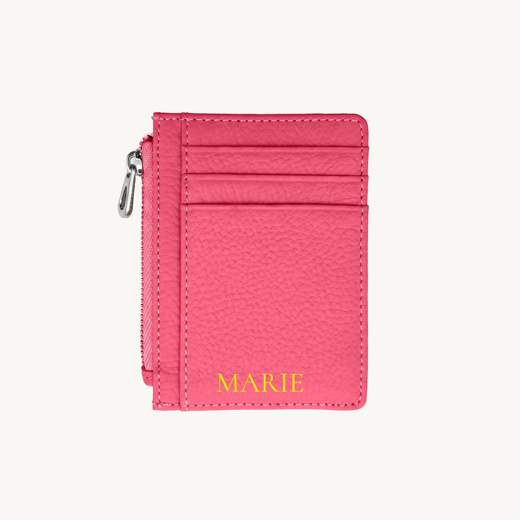 Porte-cartes zippé en cuir pour femme personnalisable