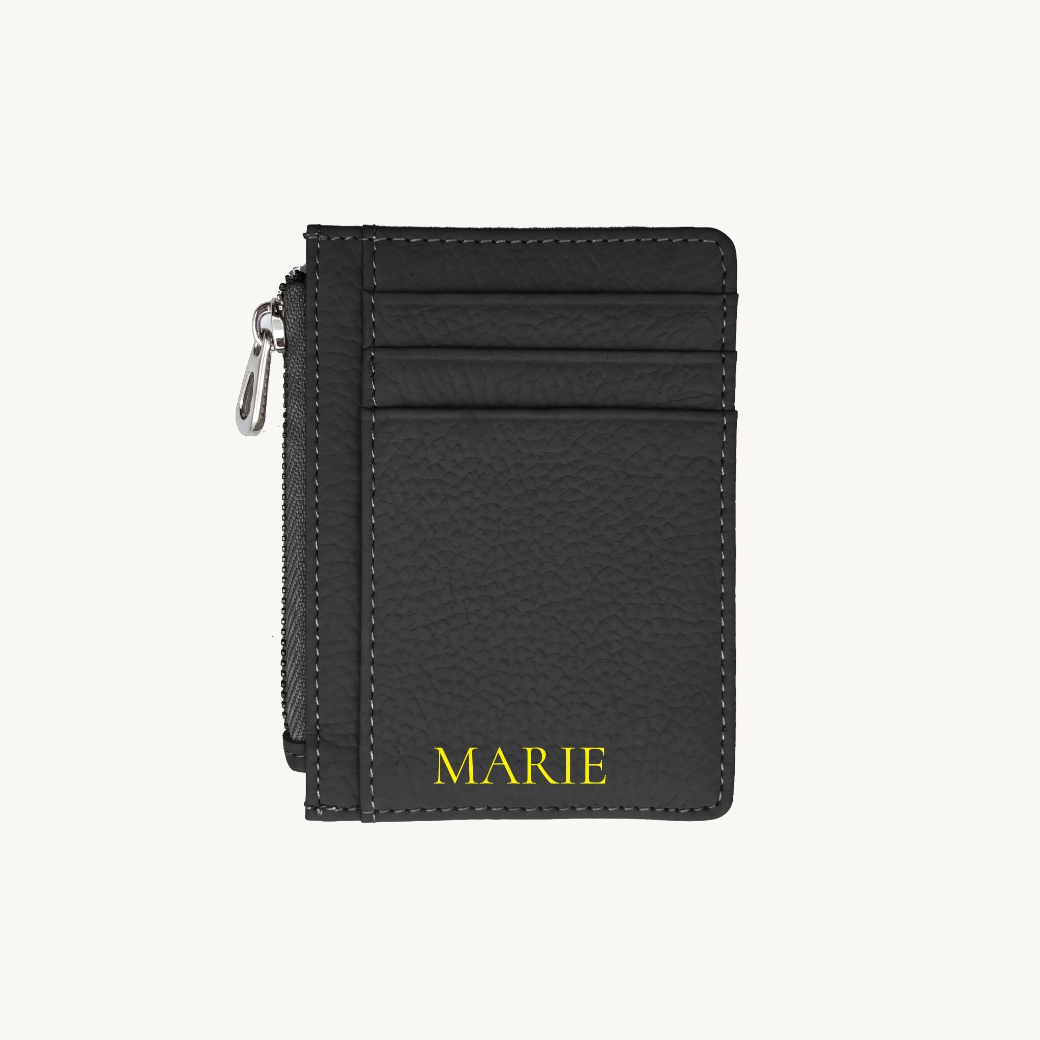 Porte-cartes zippé en cuir pour femme personnalisable