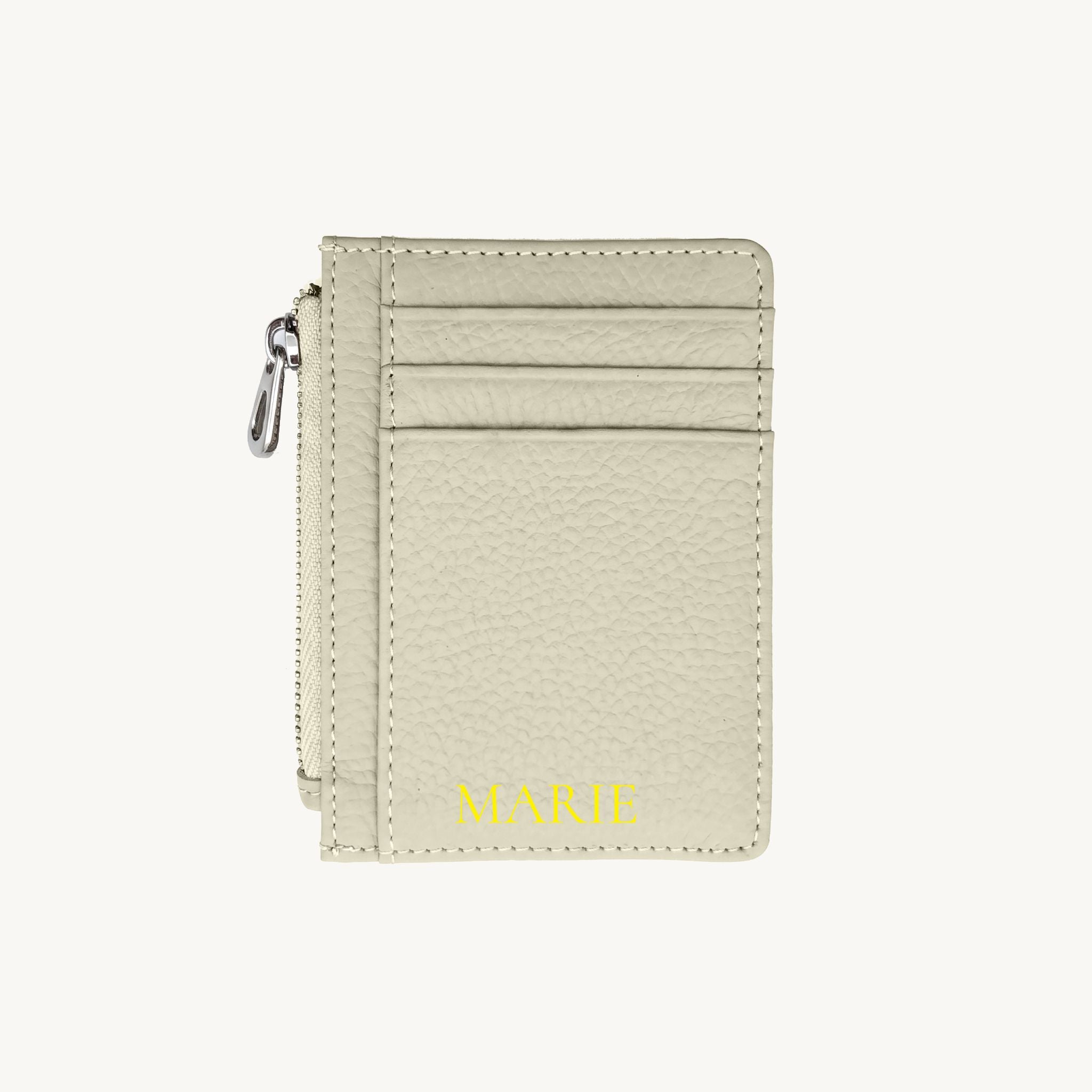Porte-cartes zippé en cuir pour femme personnalisable