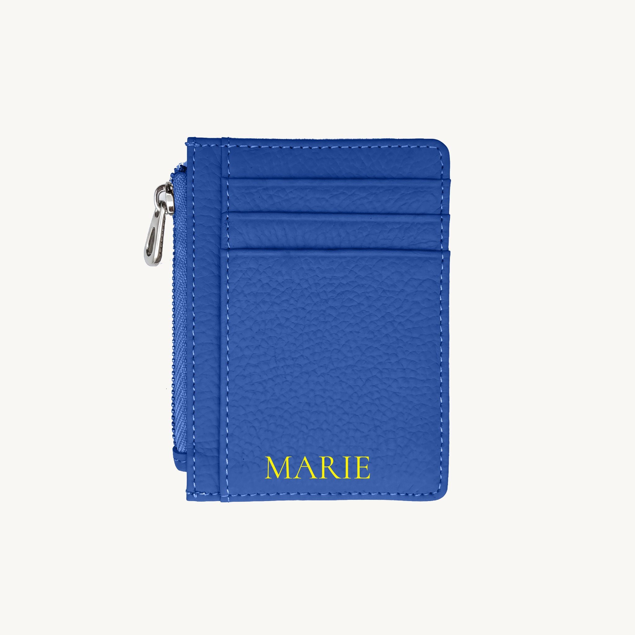 Porte-cartes zippé en cuir pour femme personnalisable