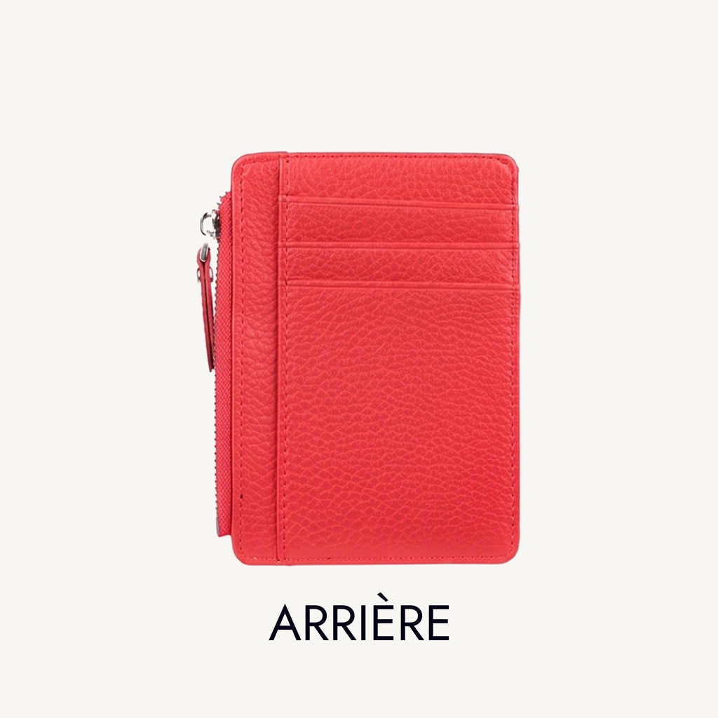 Porte-cartes zippé en cuir pour femme personnalisable