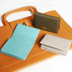 Porte-cartes en cuir pliable personnalisé