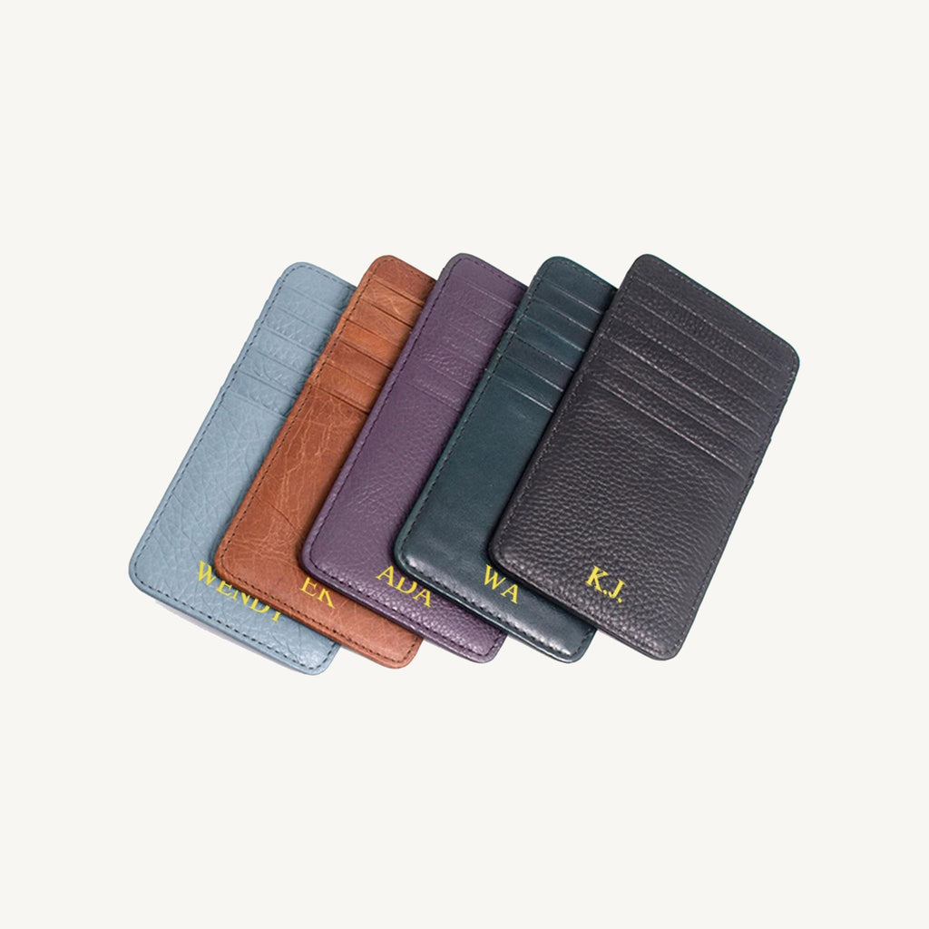 Porte-cartes en cuir avec initiales personnalisable