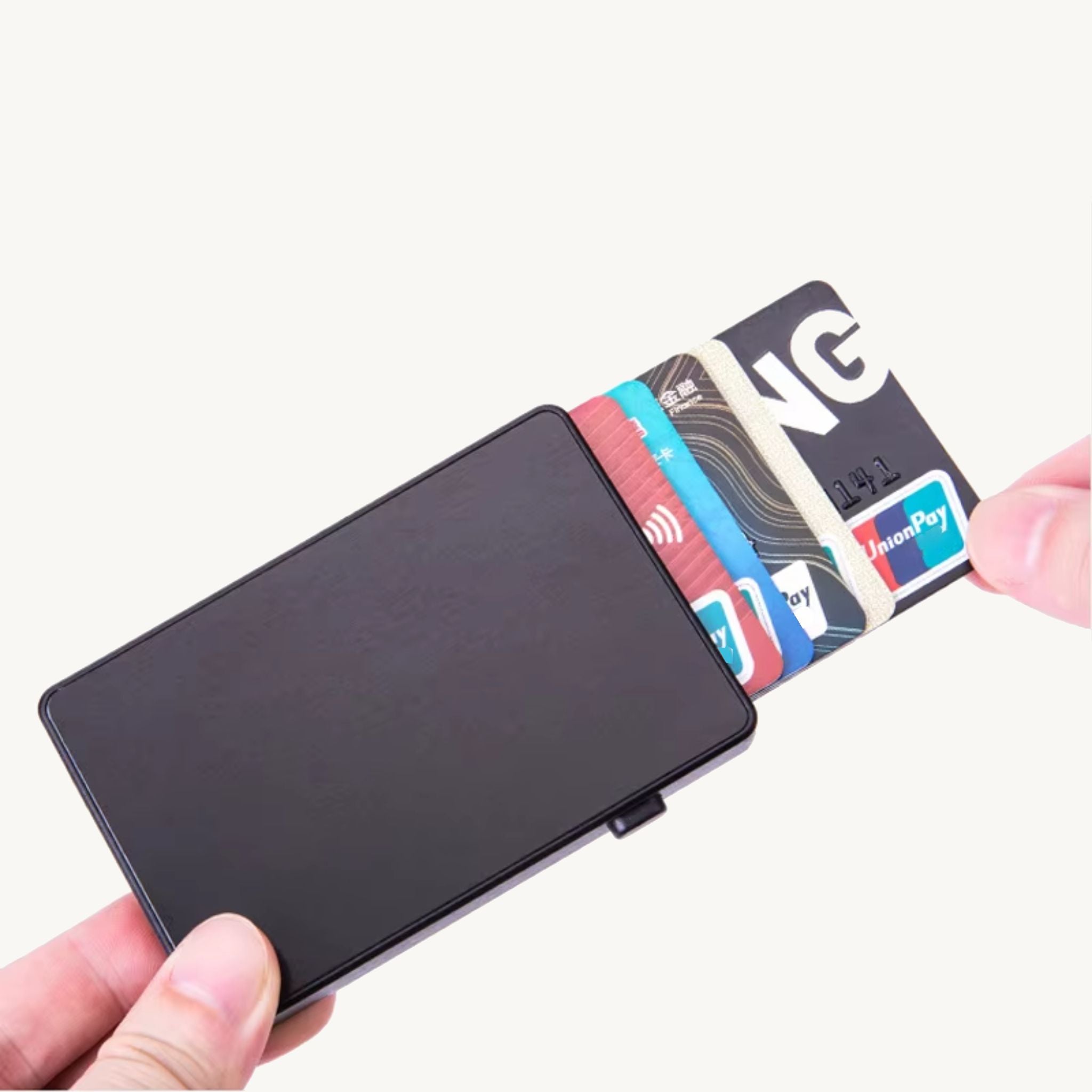 Porte-cartes automatique en aluminium