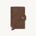 Porte-cartes automatique en cuir marron anti-RFID