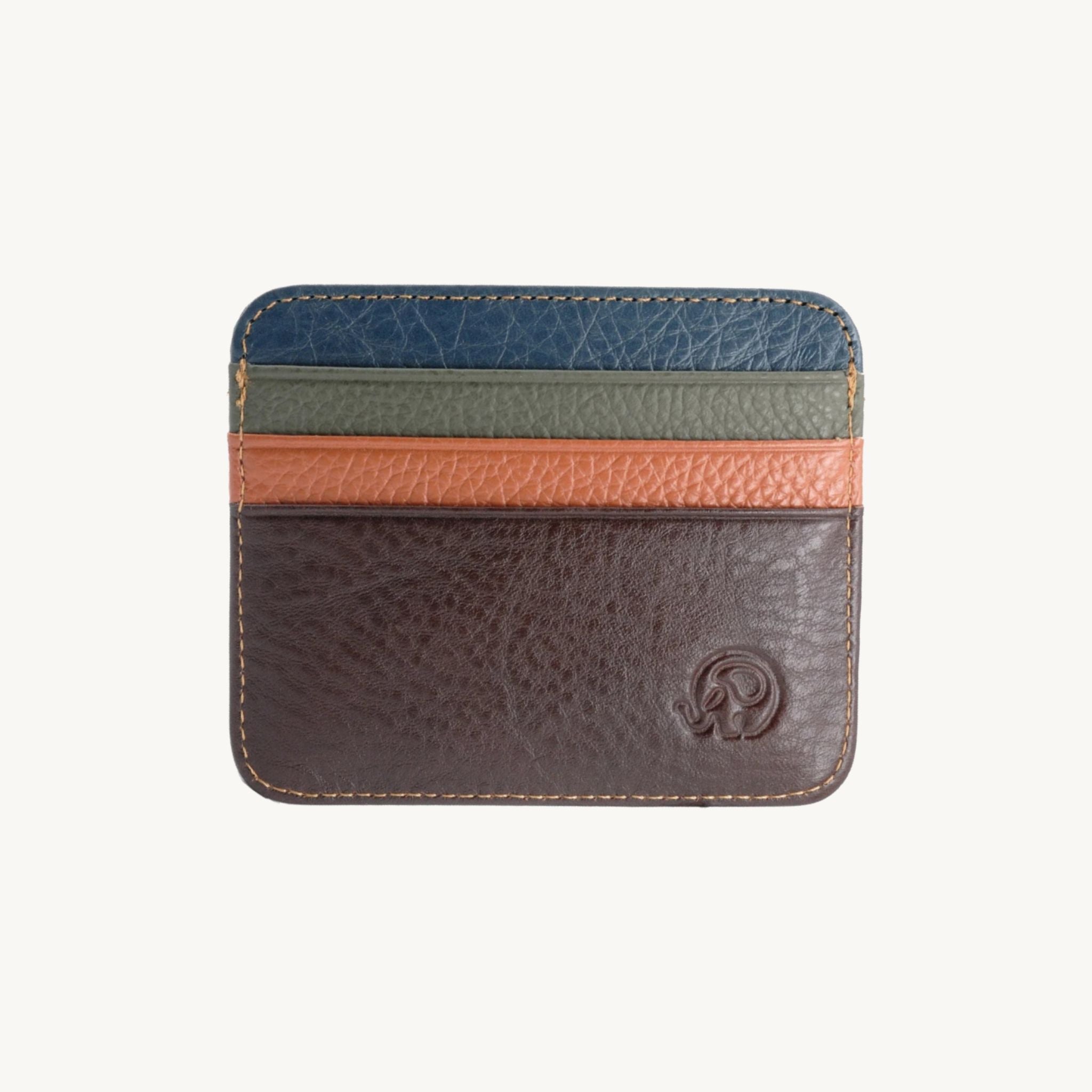 Porte-cartes minimaliste en cuir multicolore