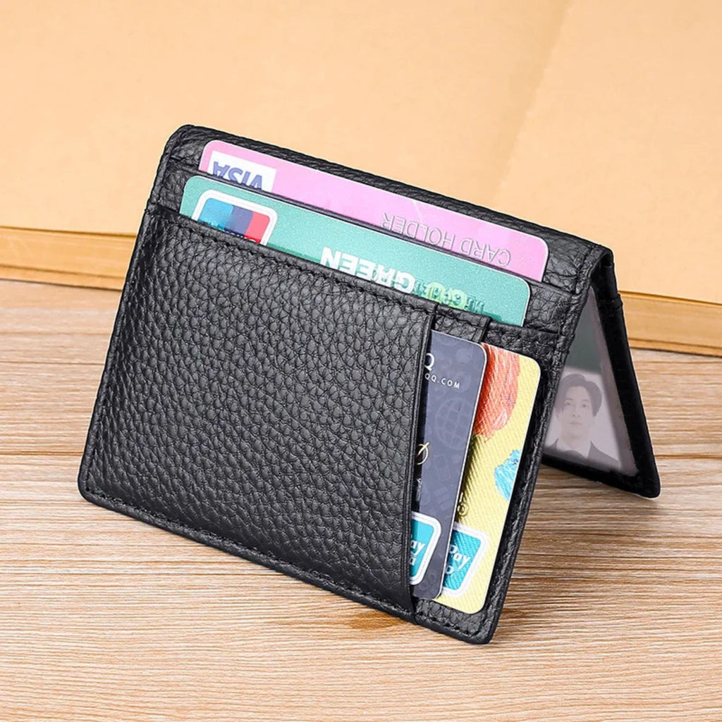 Porte-cartes pour homme en cuir avec deux volets