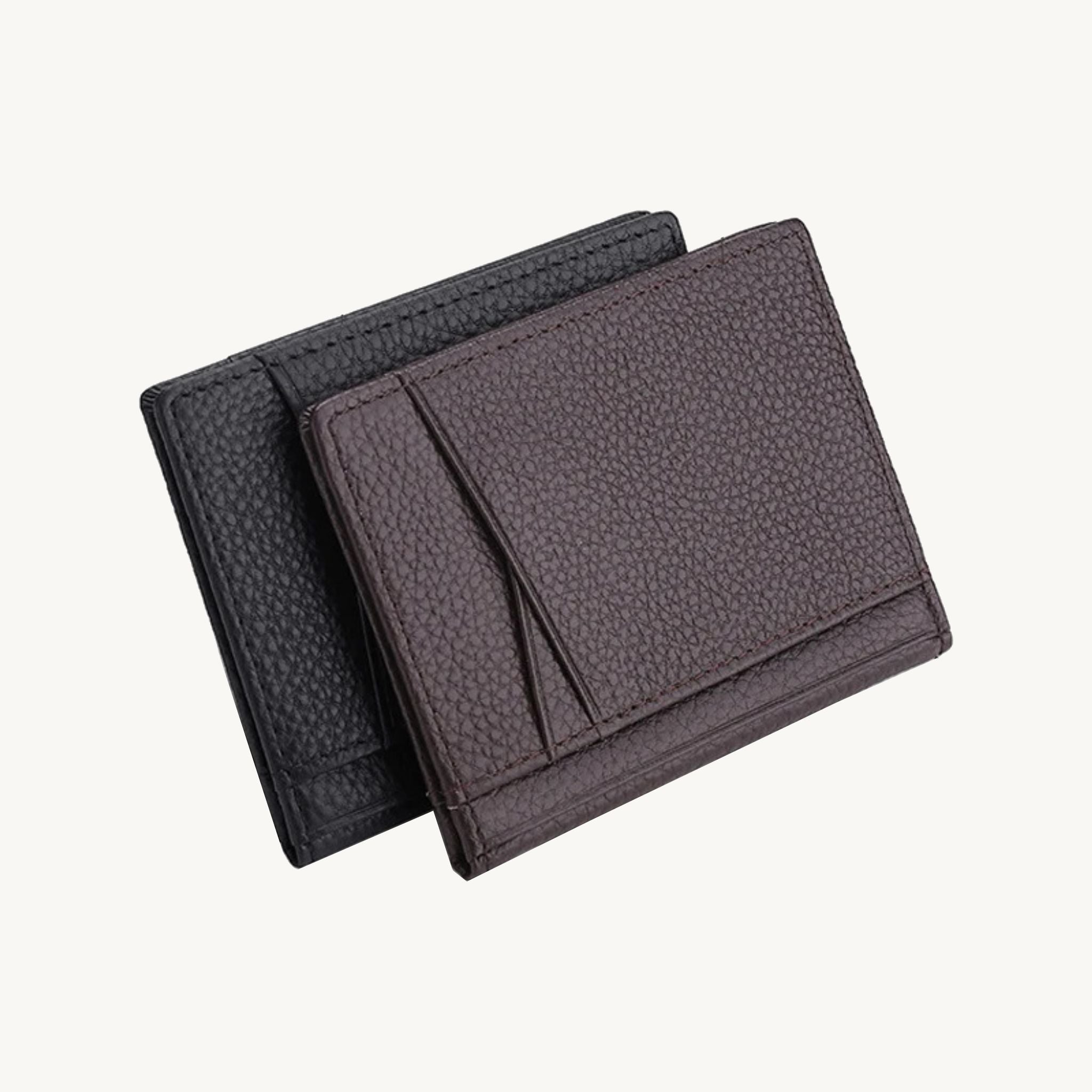 Porte-cartes pour homme en cuir avec deux volets