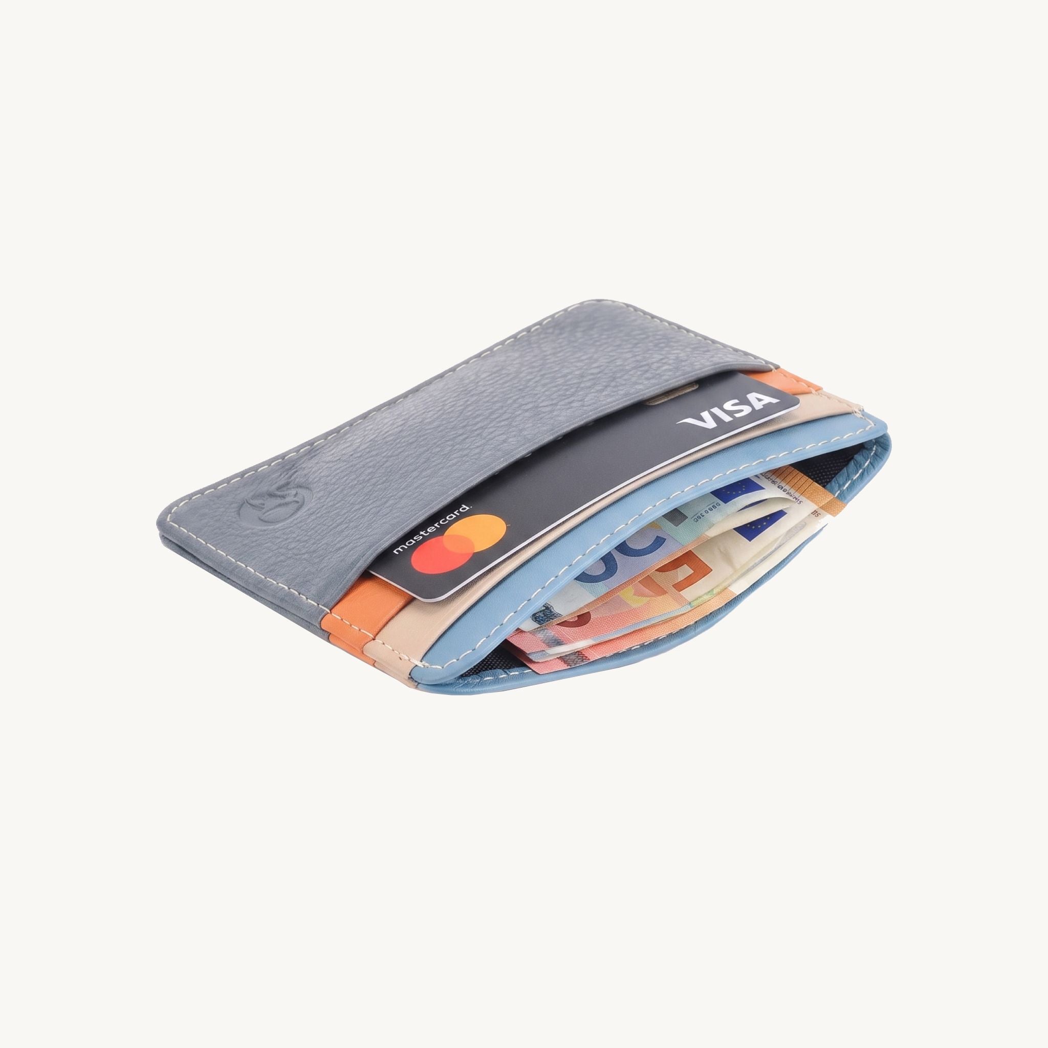 Porte-cartes minimaliste en cuir multicolore
