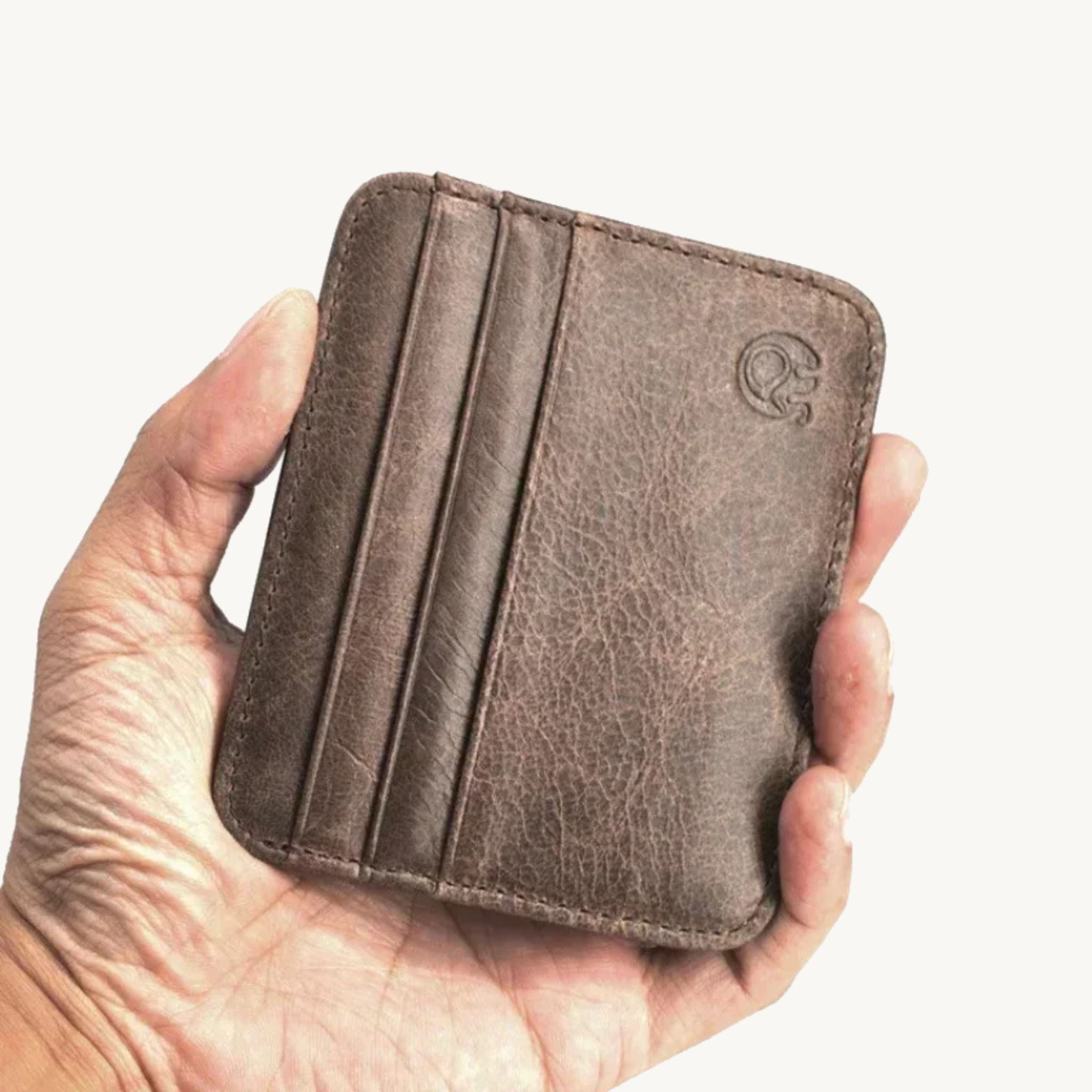 Porte-cartes minimaliste en cuir patiné pour homme