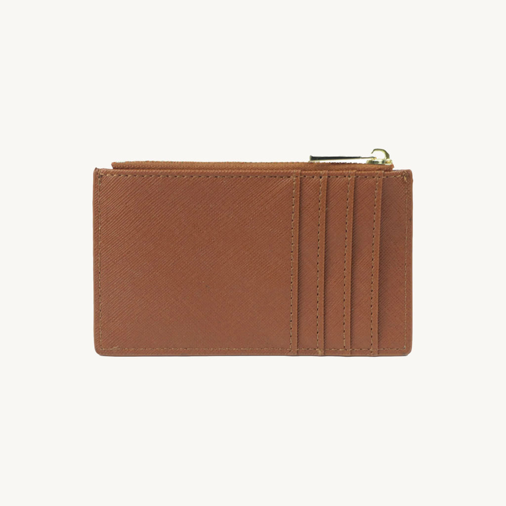 Porte-cartes zippé en cuir pour femme