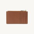 Porte-cartes zippé en cuir pour femme