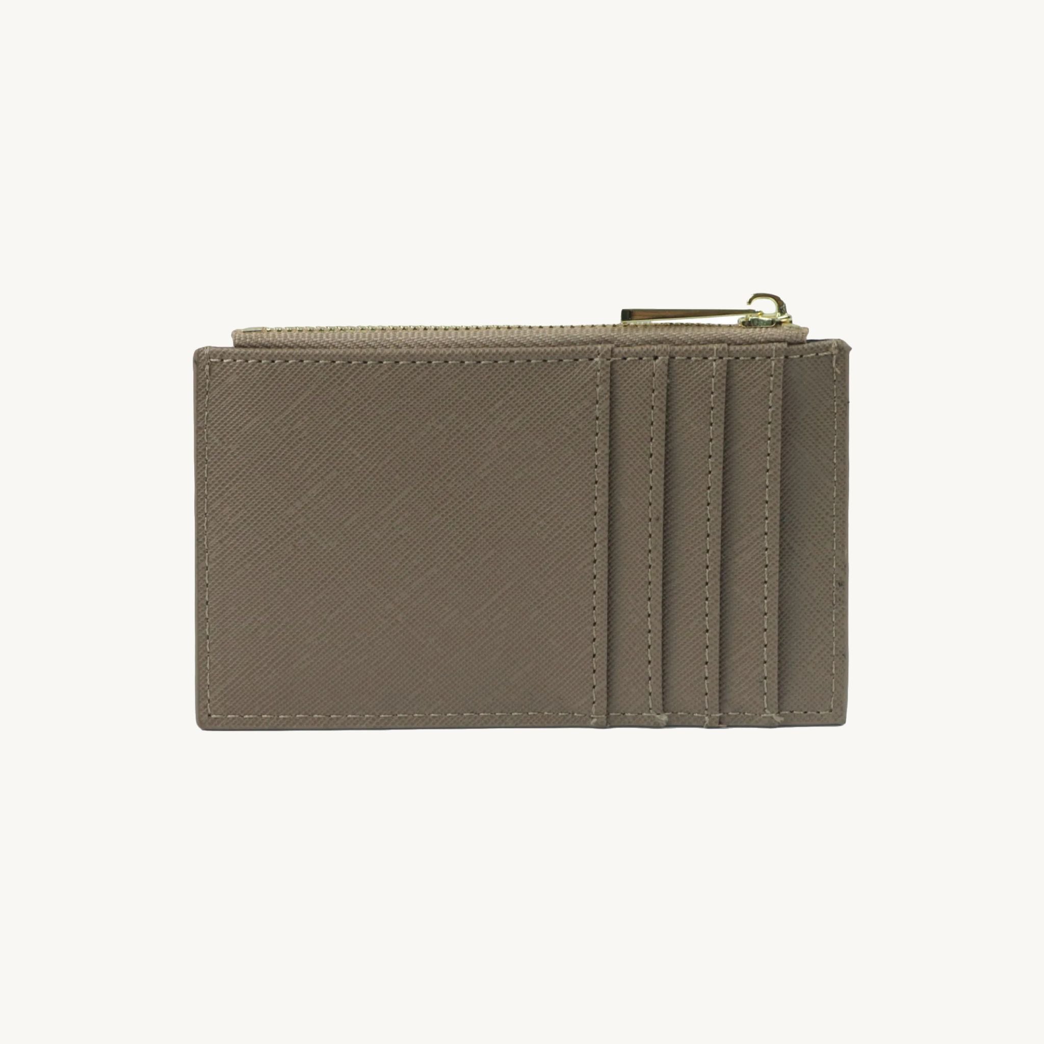 Porte-cartes zippé en cuir pour femme