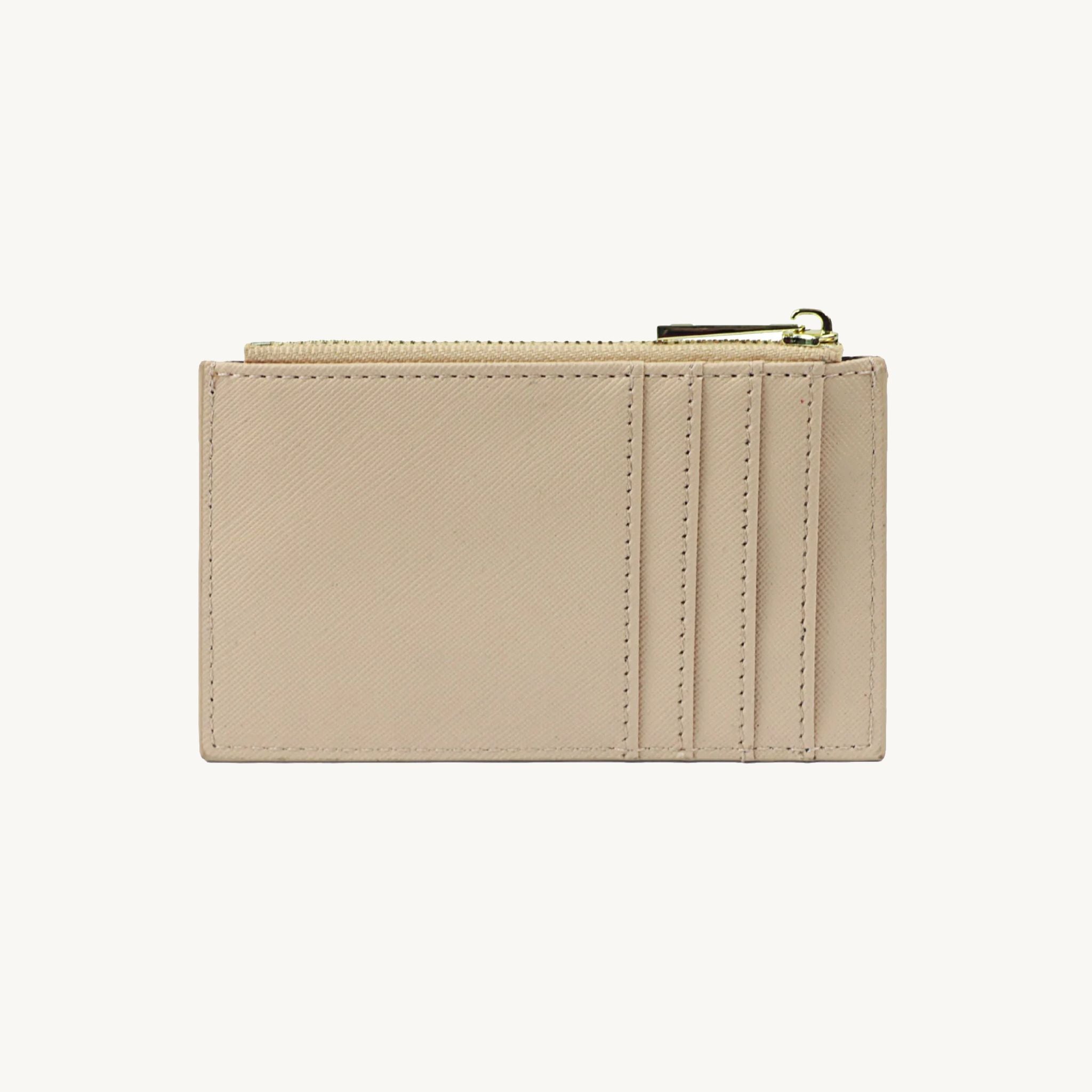 Porte-cartes zippé en cuir pour femme