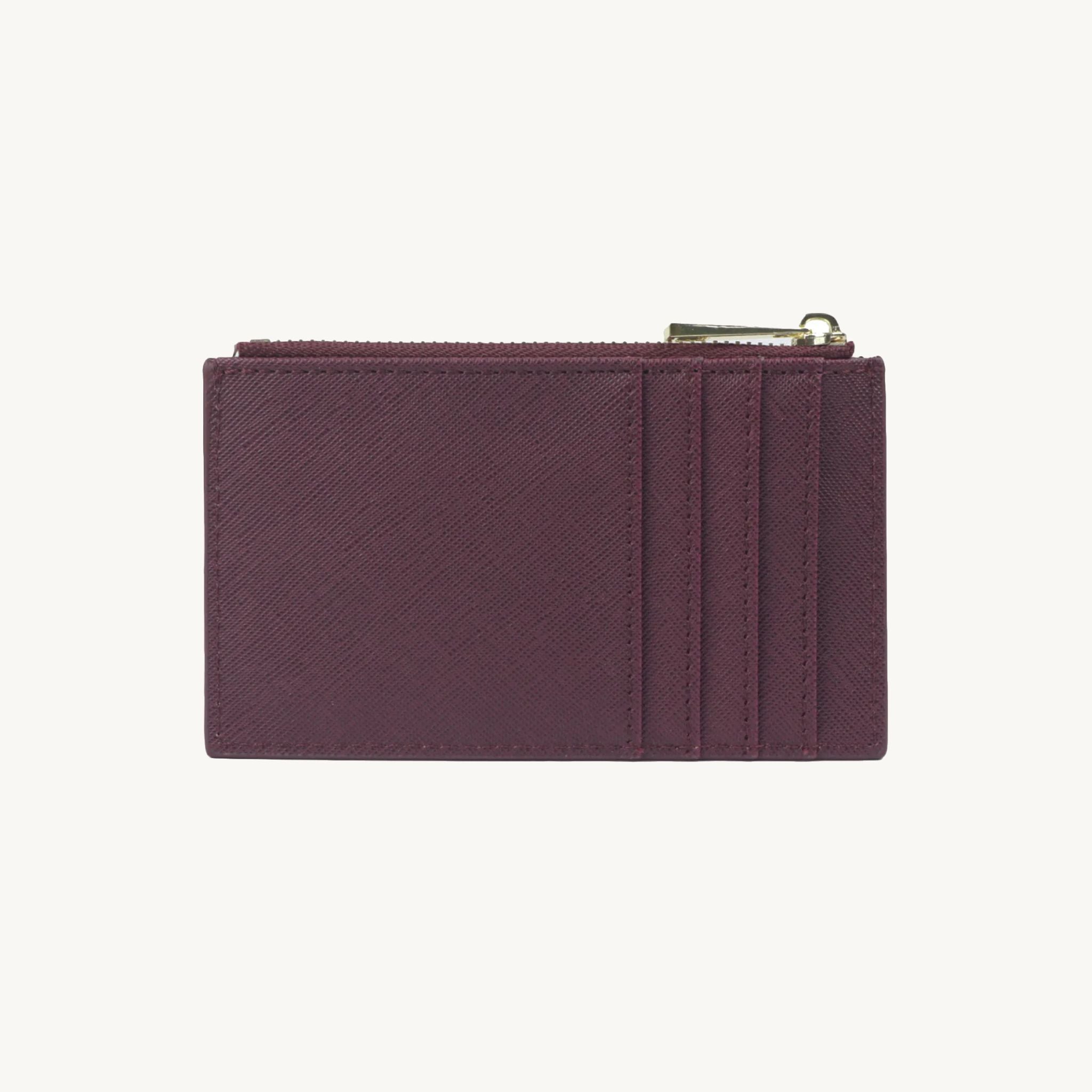 Porte-cartes zippé en cuir pour femme
