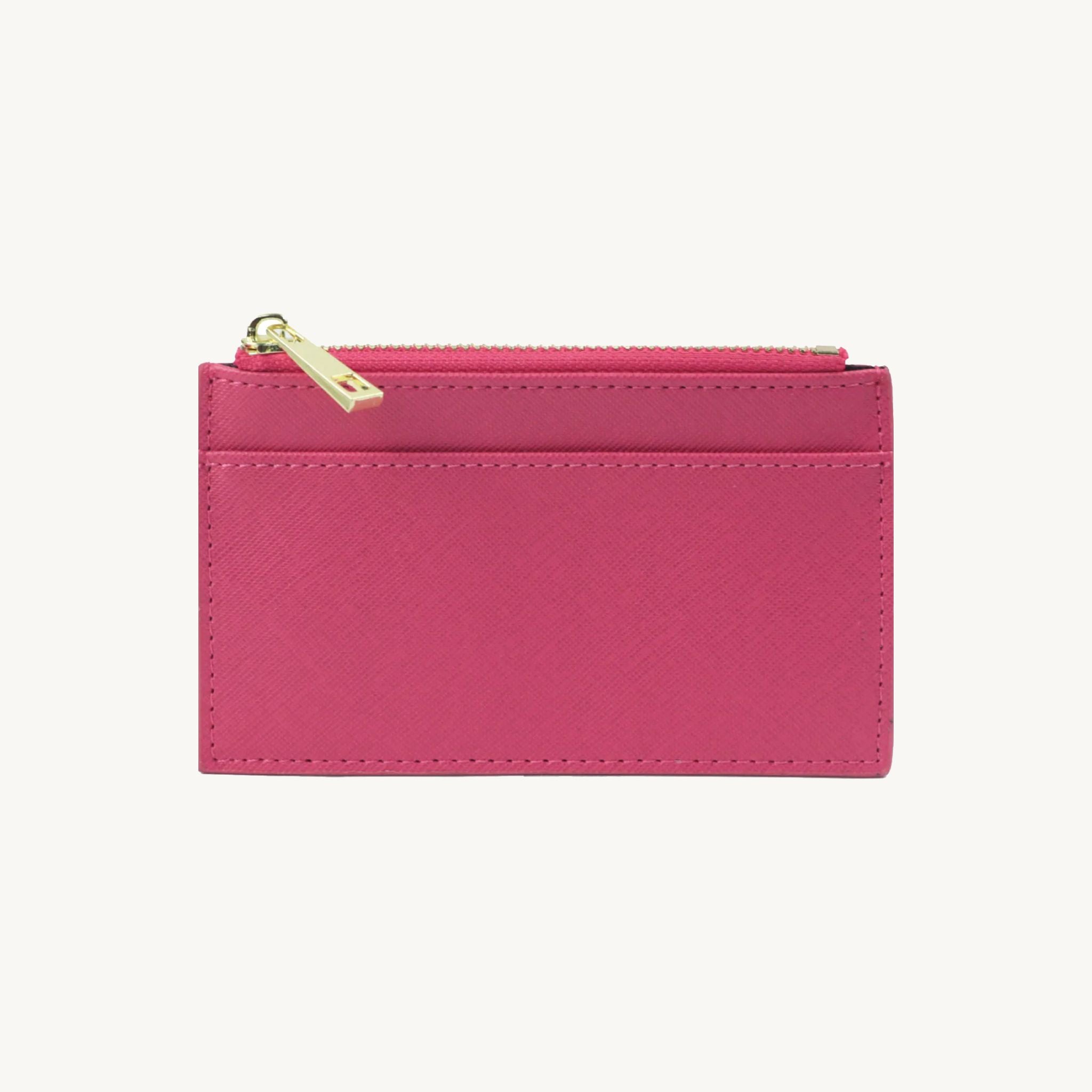 Porte-cartes zippé en cuir pour femme