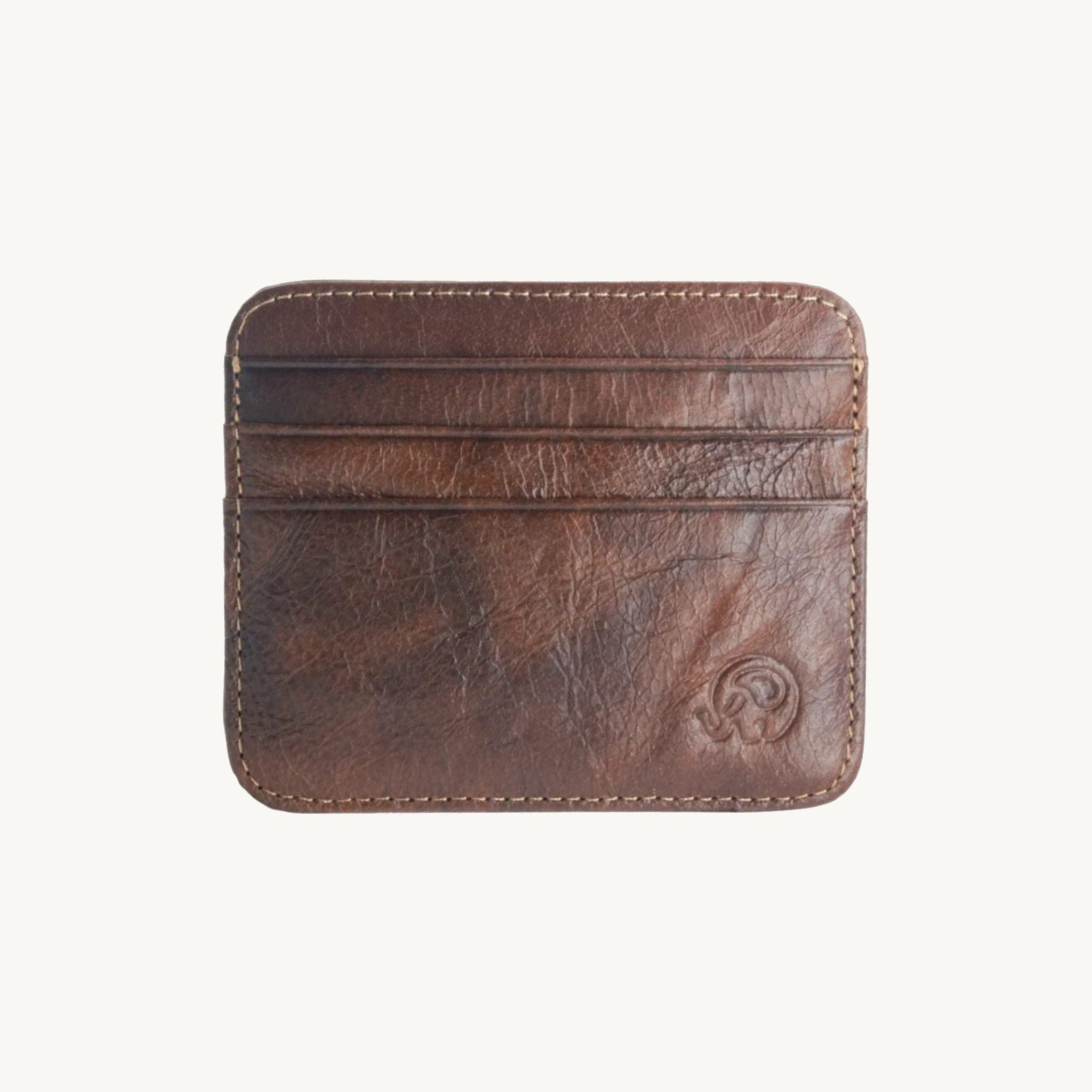 Porte-cartes minimaliste en cuir patiné pour homme