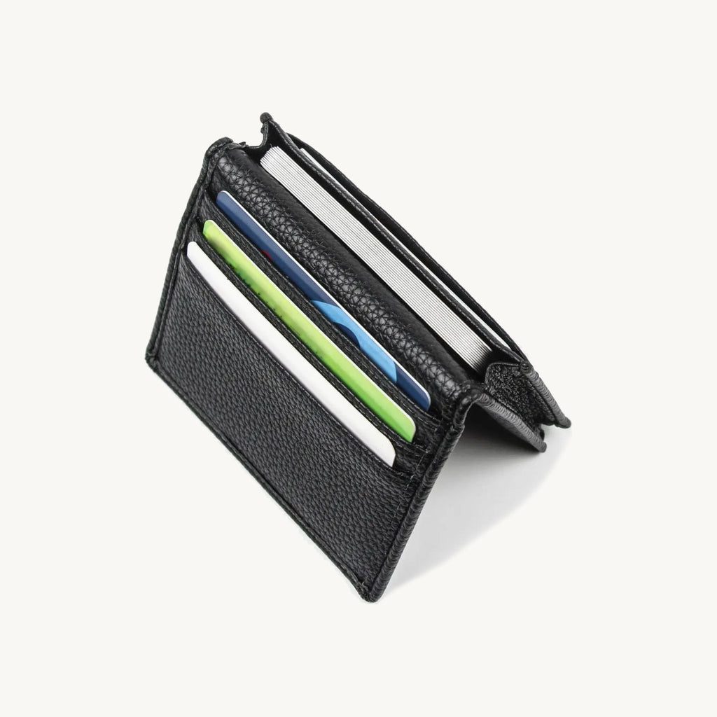 Porte-cartes noir en cuir pour homme