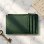 Porte-cartes en cuir zippé fin