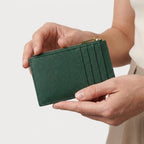 Porte-cartes en cuir zippé fin