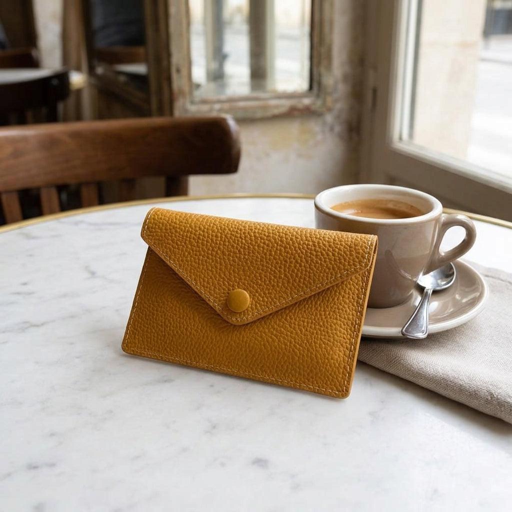 Porte-cartes en cuir véritable pour femme