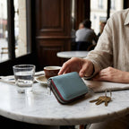 Porte-cartes en cuir zippé accordéon 10 cartes