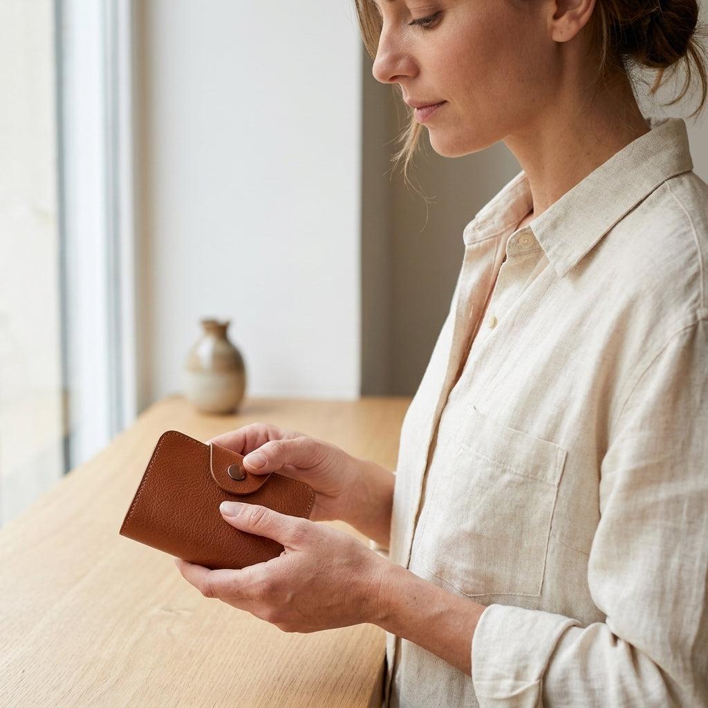 Porte-cartes grande capacité en cuir
