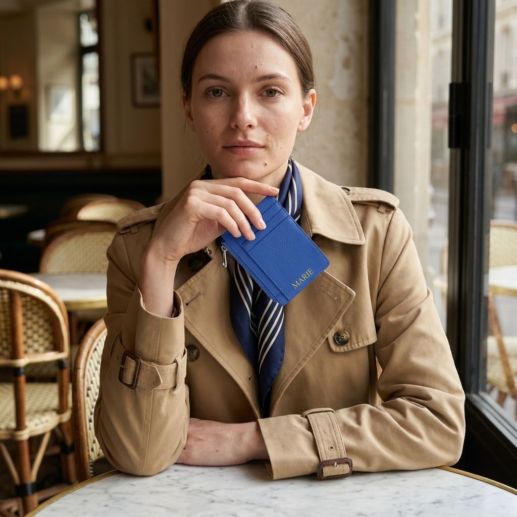 Porte-cartes zippé en cuir pour femme personnalisable