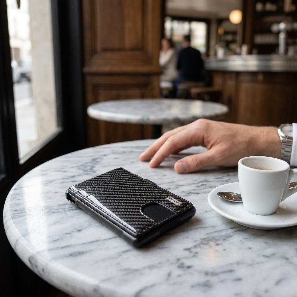 Porte-cartes style carbone pour homme